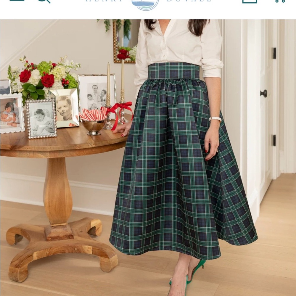 Henry Duvall Chic Plaid A-Line Skirt in Tartan plaid Green and Blue